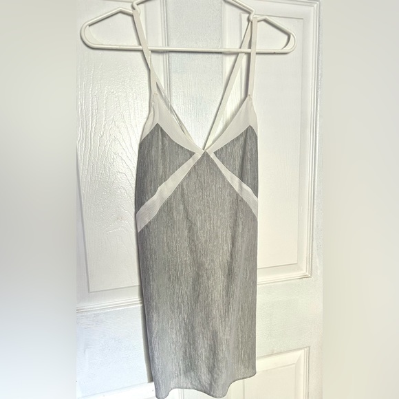 Zara White Gray Basic Collection Racer back Waterfall Tank Top - Picture 3 of 7